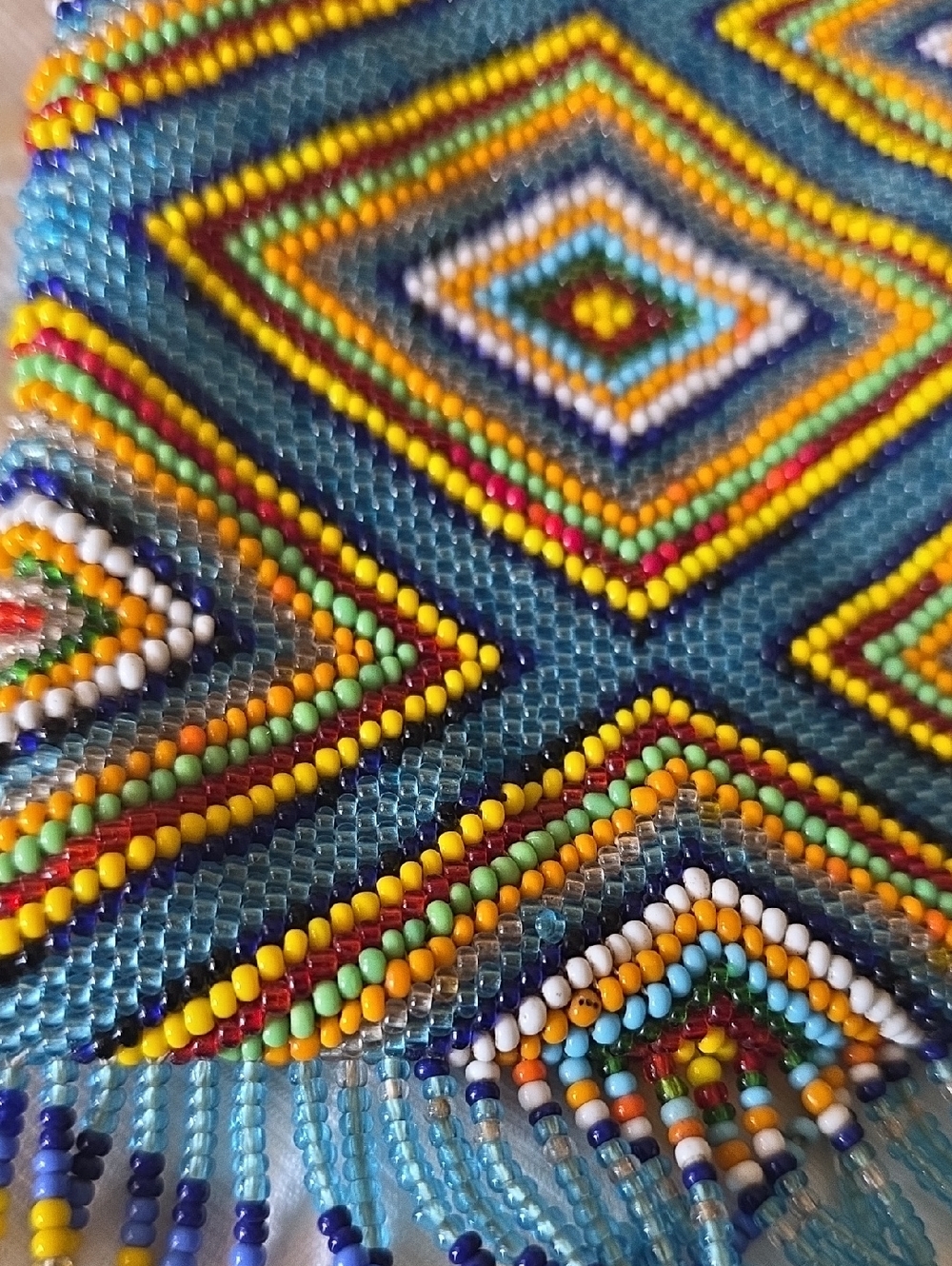 Handcrafted Multicolor Seed Bead Crossbody Bag with Fringe - Picture 4 of 6
